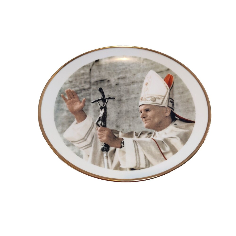 Porcelain Pope John Paul II Commemorative 8.5" Collector's Plate-US Visit 9/87